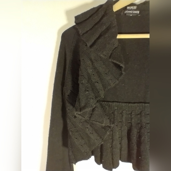 90's Y2K Luciano Dante Vintage Retro Bell Sleeve Cardigan Black Fairy Grunge M - Picture 6 of 10